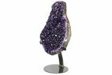 Amethyst Geode Section With Metal Stand - Uruguay #153463-4